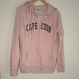 Cuffy’s CAPE COD Mass Hoodie Full Zip Sweatshirt Pink Logo Womens New England